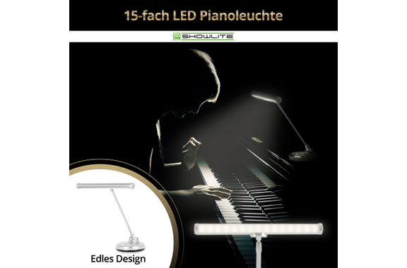 Showlite KW Lampe de Piano LED Argent Mat image 2