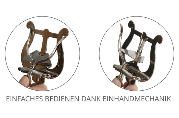 Riedl Marschgabel 326N für Querflöte, Lederband, große Lyra, mit Einhandmechanik image 2