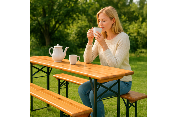 Stagecaptain BBB-180 Hirschgarten Banco De Cervecería 177 cm Natural Set De 4 image 2