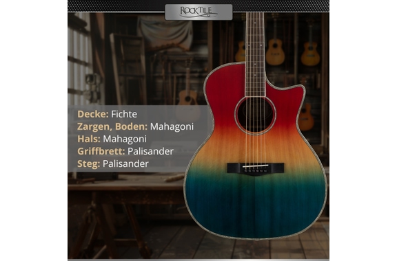 Rocktile WSC-150C-RBW Chitarra Western Rainbow image 2