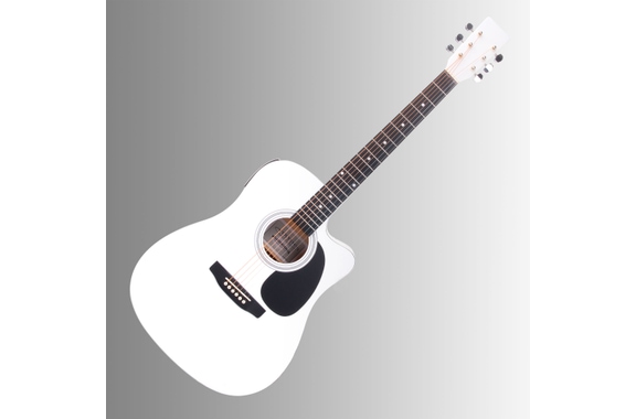 Classic Cantabile WS-10WH-CE Chitarra Western bianca con set pickup e accessori image 2