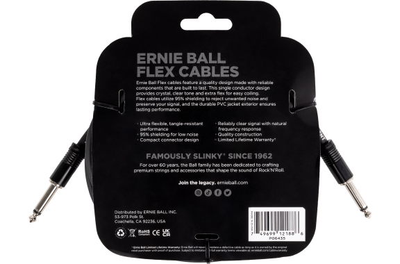 Ernie Ball 6435 Flex Gitaar kabel 6 m Zwart image 2