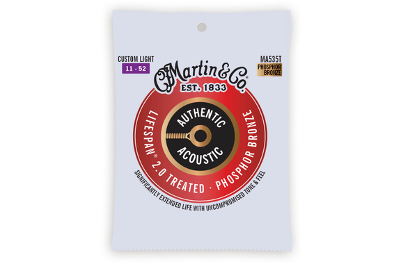 Martin Guitar MA535T Authentic Acoustic Lifespan 2.0 Phosphor Bronze Custom Light 3x Set image 2