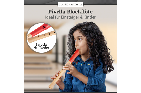Classic Cantabile Pivella Blockflöte barock rot Set inkl. Flötenschule "Aller Anfang ist leicht" image 2
