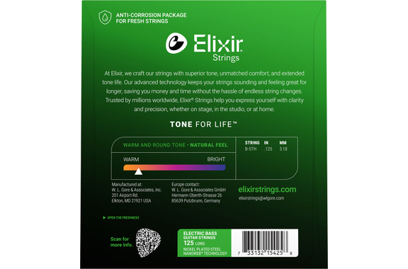 Elixir 15425 Corde Simple Pour Basse Électrique Nanoweb Long Scale 125 image 2