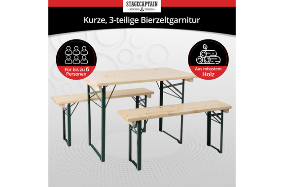 Stagecaptain Hirschgarten Beer Tent Set for Balcony 110 cm Natural 2x Set image 2