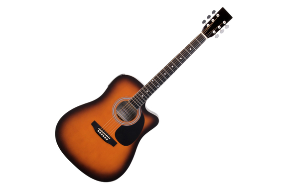 Classic Cantabile Westerngitarre mit Tonabnehmer Starter-Set inkl. 5-teiligem Zubehörset Sunburst image 2