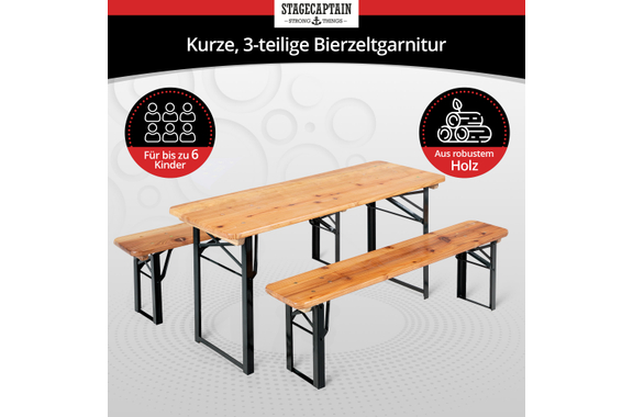 Stagecaptain BBK-110 Hirschgarten Garnitura Infantil Para Carpa Festiva 110 cm Natural 2x Set image 2