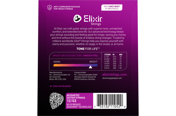 Elixir 11052 Acoustique 80/20 Nanoweb Light image 2