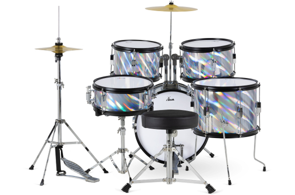 XDrum Junior Pro Kinder Schlagzeug Laser Silver inkl. Schule image 2