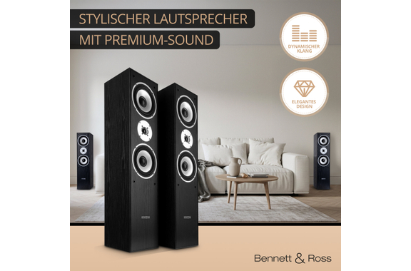Bennett & Ross Radiant HiFi Vloerstaande Luidsprekers Paar zwart 2x 180W RMS image 2