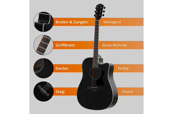 Classic Cantabile WS-20 BK Guitare Western noire image 2
