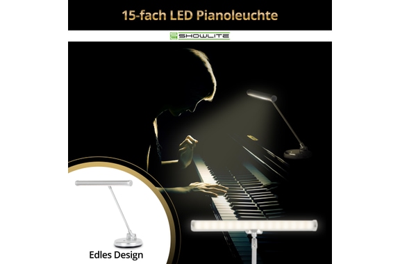 Showlite WW LED Pianoleuchte Silber matt image 2