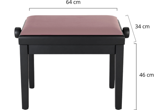 Classic Cantabile Banc De Piano Modell A Noir Mat Velours Rosé image 2