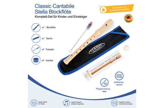 Classic Cantabile Stella Blockflöte Ahorn barock Set inkl. Flötenschule "Aller Anfang ist leicht" image 2