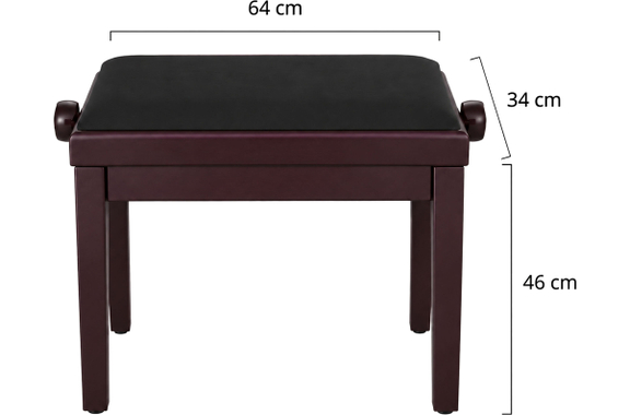 Classic Cantabile Banquette De Piano Modèle A Bois De Rose Velours Noir image 2