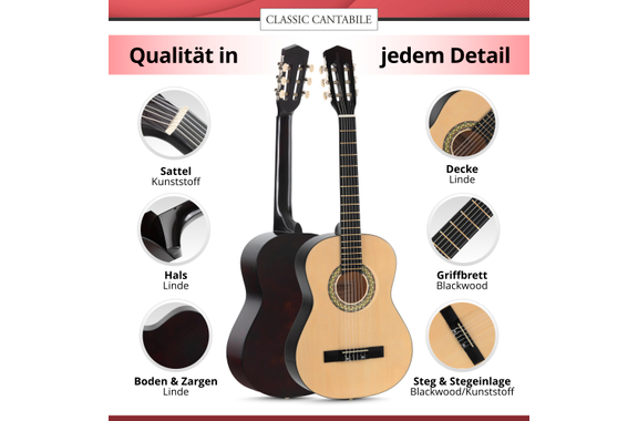 Classic Cantabile Acoustic Series AS-851 Klassikgitarre 3/4 Set image 2