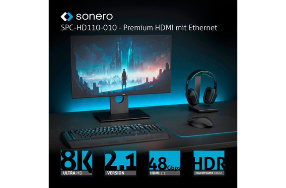 Sonero 8K HDMI-Kabel 3 m Grau/Blau image 2