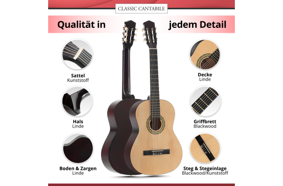 Classic Cantabile Acoustic Series AS-851 Guitare Classique 7/8 Set image 2