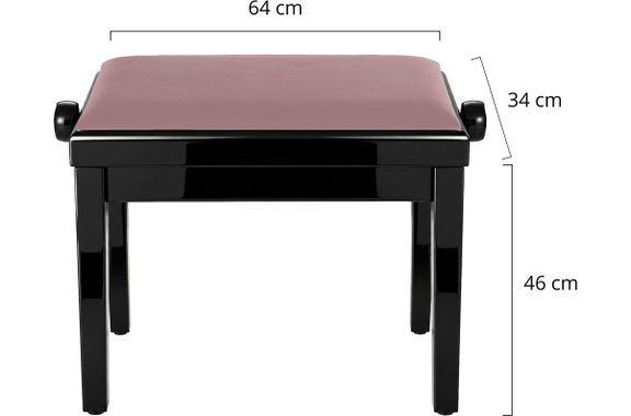 Classic Cantabile Banc De Piano Modèle A Noir Laqué Velours Rosé image 2