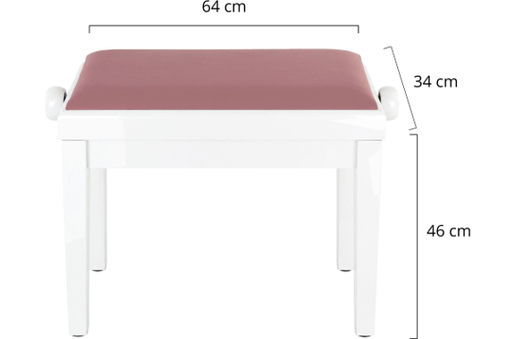 Classic Cantabile Banquette De Piano Modèle A Blanc Laqué Velours Rosé image 2