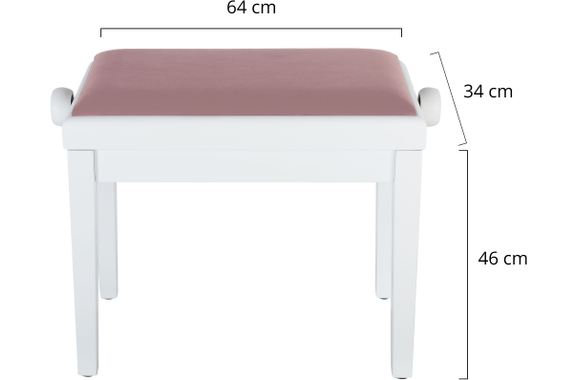 Classic Cantabile Banc De Piano Modèle A Blanc Mat Velours Rouge image 2