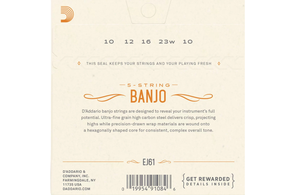D'Addario EJ61 5-String Banjo Medium image 2