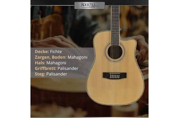 Rocktile WSD12-50C-NT Guitare Folk Naturel image 2