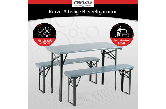 Stagecaptain Hirschgarten Conjunto De Muebles Para Biergarten Para Balcón 117 cm Gris image 2