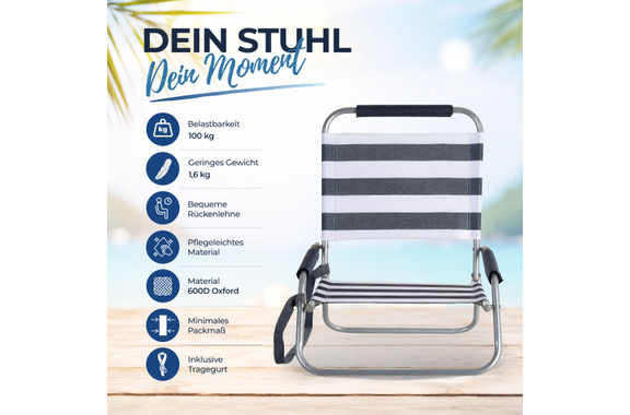 Stagecaptain CS-51 Chaise Pliante De Plage Avec Sangle D’Épaule image 2