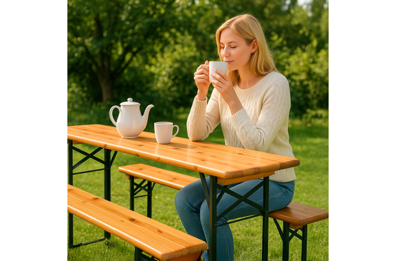 Stagecaptain BBB-170 Hirschgarten Beer Tent Bench 170 cm Natural image 2