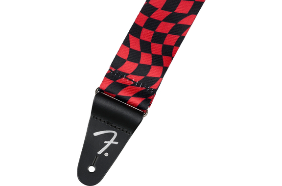 Fender Wavy Checkerboard Polyester Strap 2" Red image 2
