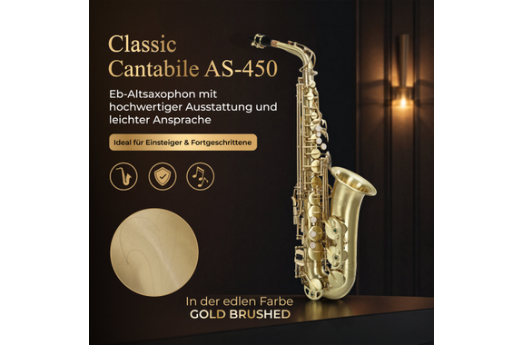 Classic Cantabile Winds AS-450 Brushed Eb Alto Saxophone image 2