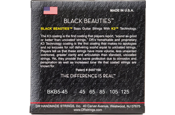 DR Strings Black Beauties Bass BKB5-45 Medium 45-125 image 2