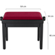 Classic Cantabile Banc De Piano Modèle A Noir Mat Velours Rouge