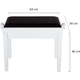 Classic Cantabile Banquette De Piano Modèle A Blanc Mat Velours Noir