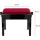 Classic Cantabile Banc De Piano Modèle A Noir Brillant Velours Rouge