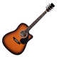 Classic Cantabile Westerngitarre mit Tonabnehmer Starter-Set inkl. 5-teiligem Zubehörset Sunburst