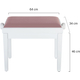 Classic Cantabile Banc De Piano Modèle A Blanc Mat Velours Rouge