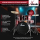 XDrum Rookie 20" Studio Drumstel Rood plus demperset