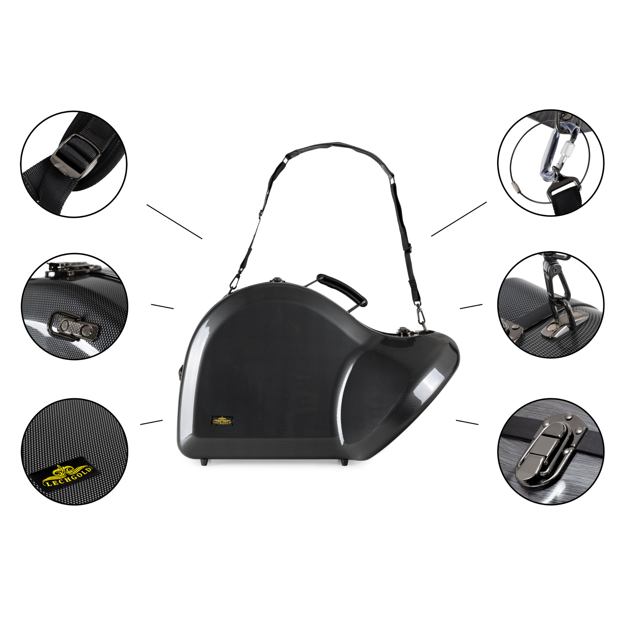 Étui Rigide Trolley Pour Saxophone Baryton Lechgold - Look Carbone, Harnais Sac à Dos, Protection Thermoformée