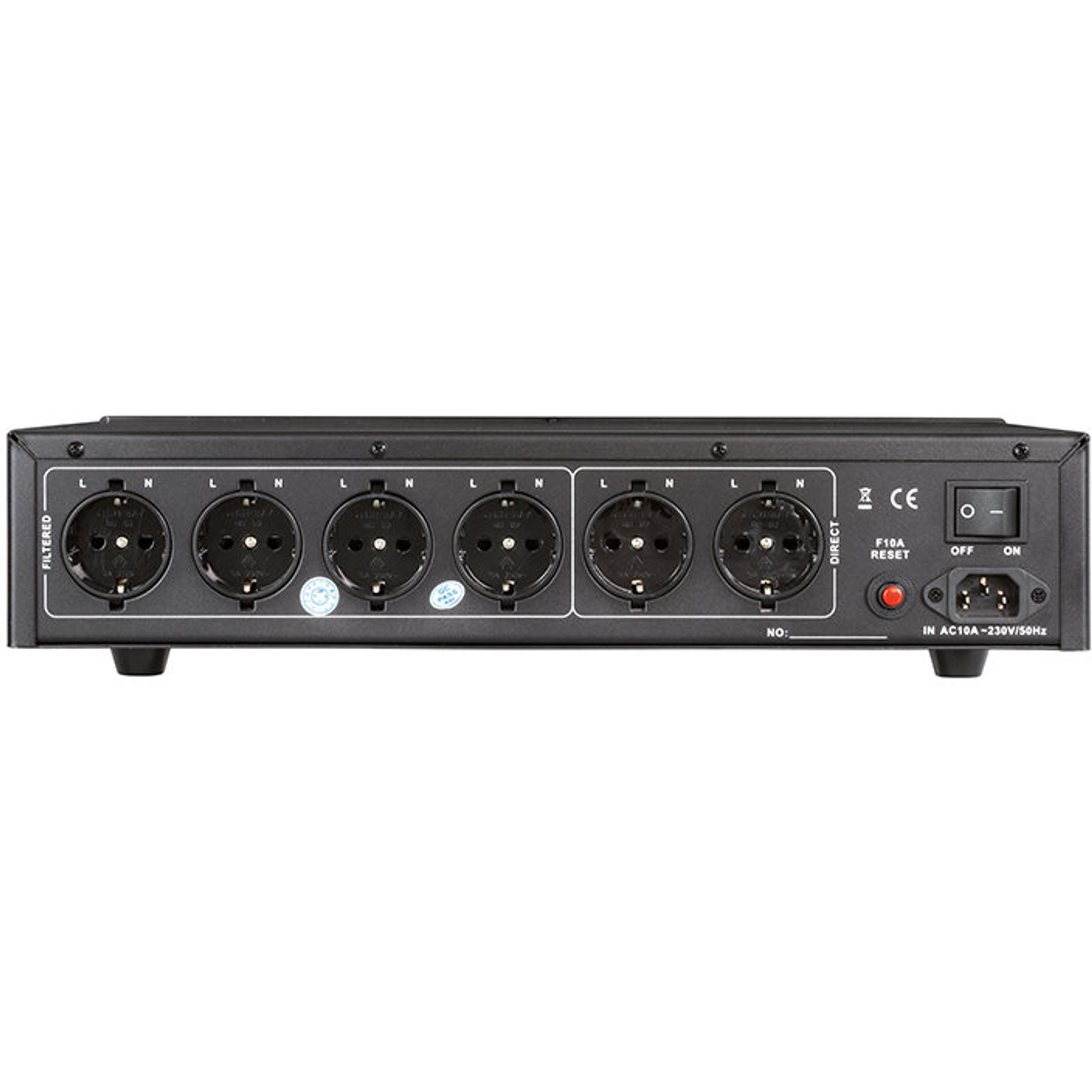 Dynavox X7000S Filtro Di Rete HiFi – 6 Prese (4 Filtrate, 2 Non), Display Tensione/potenza, Rilevamento Fase, Fusibile 10A, Alluminio Nero/argento