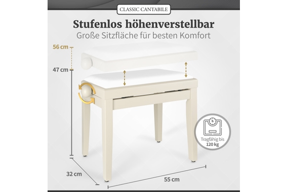 Classic Cantabile Pianobank Weißesche Matt  - Retoure (Zustand: sehr gut) image 3