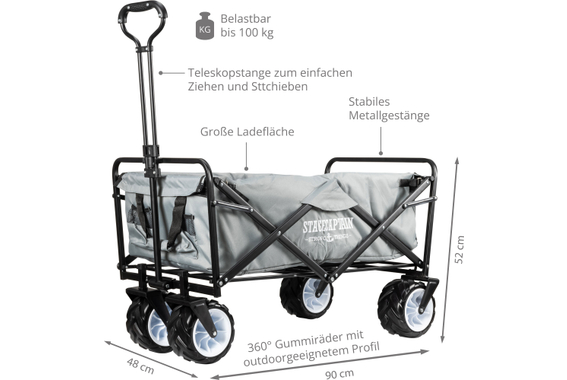 Stagecaptain Bollycart-907 GY Bollerwagen ohne Dach Grau  - Retoure (Zustand: gut) image 3