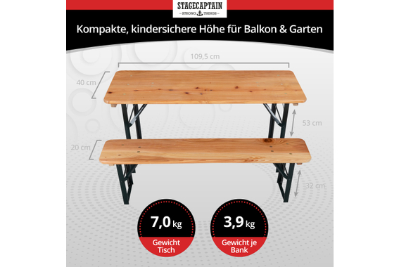 Stagecaptain BBK-110 Hirschgarten Kinder-Festzeltgarnitur 110 cm Natur  - Retoure (Zustand: sehr gut) image 3