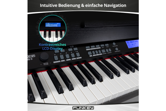 FunKey DP-88 II Digitalpiano zwart set met keyboardbank, koptelefoon en pianoles image 3