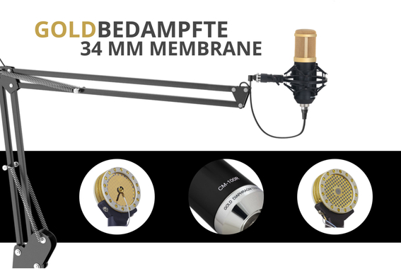 Pronomic CM-100BG Studio Großmembranmikrofon inkl. Spinne & Windschutz Schwarz  - Retoure (Verpackungsschaden) image 3