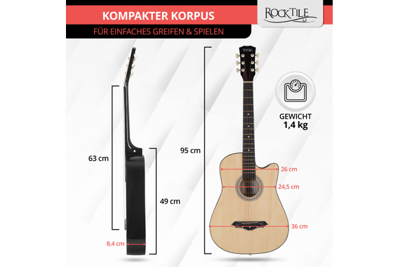 Rocktile WSD-5C-NT Slim Line Westerngitarren Set Natural  - Retoure (Zustand: sehr gut) image 3