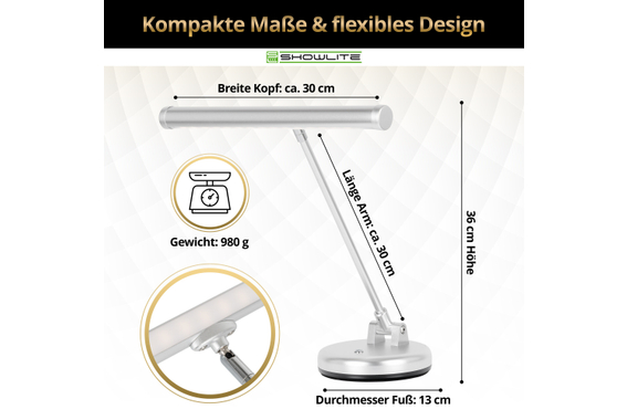 Showlite KW LED Pianoleuchte Silber matt  - Retoure (Zustand: sehr gut) image 3