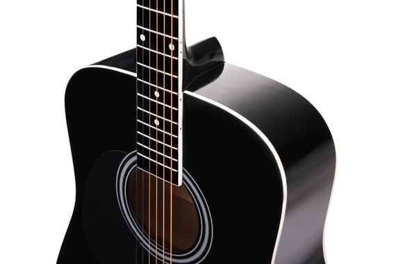 Classic Cantabile WS-10BK-LH Westerngitaar zwart Linkshandig model Hardcase Set image 3